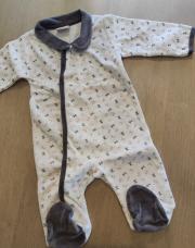 Pyjama velours gris et blanc 3-6 mois