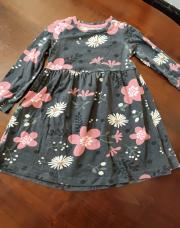3ans - robe grise fleurs