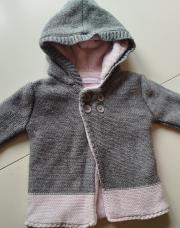 Manteau grosses mailles rose et gris 12mois Noukie's12mois
