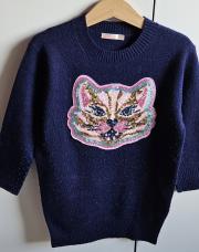 Robe en laine bleue marine avec motif tigre pailleté BILLIEBLUSH taille 4ans