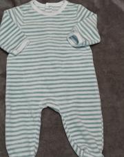 Pyjama RR ligné vert/blanc 60cm