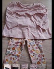 3 mois ensemble rose et pentalon à fleurs 