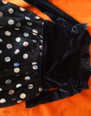 Robe bleue velours tule pois argent 18M