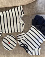 Lot marin (robe, barboteuse et béret) 6 mois