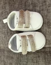 Baskets souples blanches et dorées tao 3-6 mois