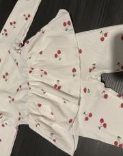 Ensemble robe legging blanc cerise 6 mois