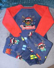 Pijama noël rennes bleu marine rouge 4 ans Primark 
