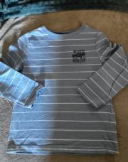 T shirt longue manche bleu ligné blanc Kiabi 4 ans monster truck