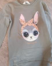 Tshirt longues manches - vert avec grand lapin