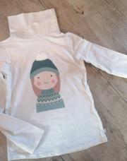 Sous-pull blanc à tête d'une fille pompom - Okaidi - 128