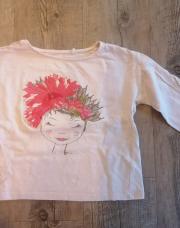 Tshirt longues manches - blanc avec un visage - 4 ans
