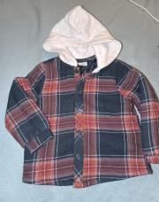 Veste chemise bleu marine bordeau avec capuche TAO 2 ans