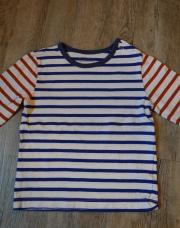 Tshirt longues manches - blanc à lignes bleu foncées et brunes - 92