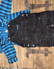 Ensemble salopette noire et chemise a carreaux bleu 6m/67