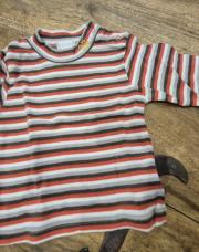 T shirt ligné rouge et beige obaïbi 6m/67