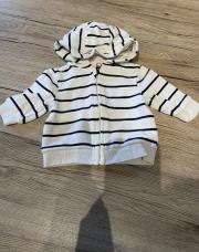 Gilet à capuche ligné marine et blanc Kiabi 3 mois
