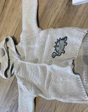 Gilet à capuche gris motif dino Newborn 6 mois 