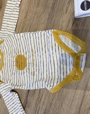 Body blanc ligné gris « soleil » TQF 6 mois 