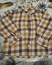 Chemise à carreaux moutarde brune 18 mois 