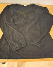 Blouse noir col satin longues manches Esprit