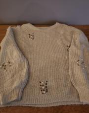 Pull beige incrustations perles Lucy Wang