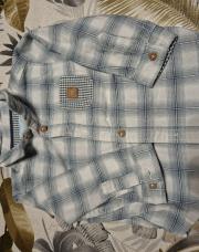 Chemise à carreaux bleu et blanche obaibi 12 mois 