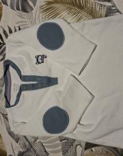 Blouse blanche et bleue loup obaibi 12 mois 