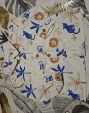 Chemise savane bleu et moutarde kiabi 3 mois 