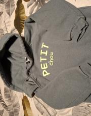 Sweat à capuche gris bleu petit chou tape à l'œil 24 mois 