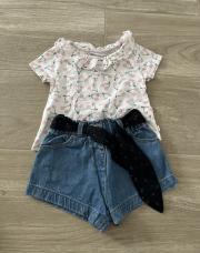 Ensemble cerise 9m t-shirt+shirt 