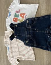 Ensemble salopette 9m 2tshirt+salopette TQF