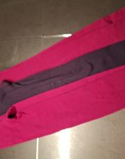 Lot de 2 leggings polaire sans pieds rose et bordeaux et un collant polaire rose fushia, 4- 6 ans