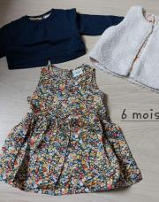 Tape à l'œil  robe + gilet + gilet fourrure 6 mois