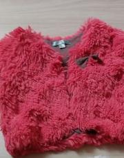 Les petits cailloux gilet fourrure rose 80cm