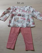 H&M chemise fleur + legging 80 cm