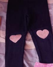 H&M legging molletonné noir cœur doré 92cm