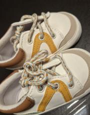 Chausson bébé garçon blanc - beige- moutard - brun, TAO, taille 12-18