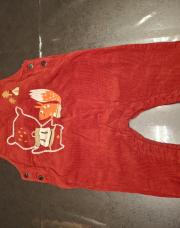 Salopette  garçon rouge chaude pour l’hiver avec un nounours et un écureuil sur le torse, Du pareil au même,  18 mois