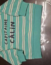 Pull chaud garçon  vert et blanc rayer 