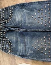 Jupe en jeans strass neuve S 