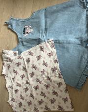 Ensemble Kiabi 3A Angel salopette courte jeans 