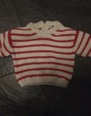 Pull tao lignée blanc rouge 6 mois 