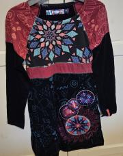 Robe DESIGUAL bleu a motif rose 9/10ans
