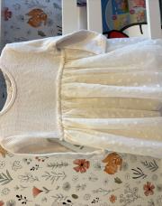 Robe beige Tule pois blanc - 6 mois 