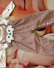 Combinaison blanc/ vieux rose - renard 6 mois 