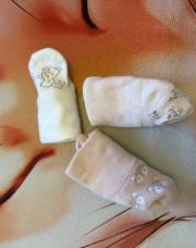 Lot de 3 chaussettes blanc-vieux rose-beige naissance