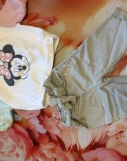 Ensemble pantalon kaki + pull Minnie 9 mois