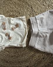 Ensemble t-shirt short abeille beige 