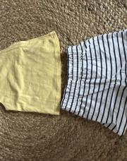 Ensemble Kiabi t-shirt jaune short rayé 62