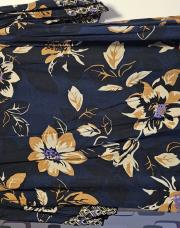 Robe marine fleurs beige, marron et mauve Paprika T4 (48-50)